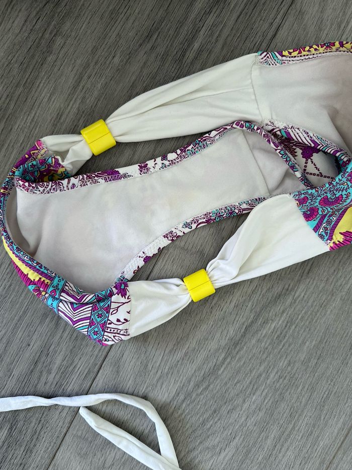 Maillot de bain deux pièces blanc et multicolore mosaïque T36 S - photo numéro 5