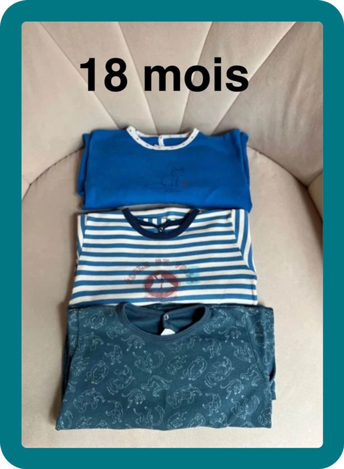 Lot 3 pyjamas coton fermeture arrière 18 mois - Petit Bateau - photo numéro 2