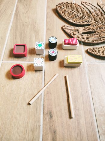 🍣 Jeu d'imitation - Dinette en bois Set Sushi - 