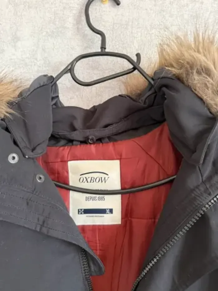 manteau noir avec capuche à fourrure à pression Oxbow Taille XL - photo numéro 2