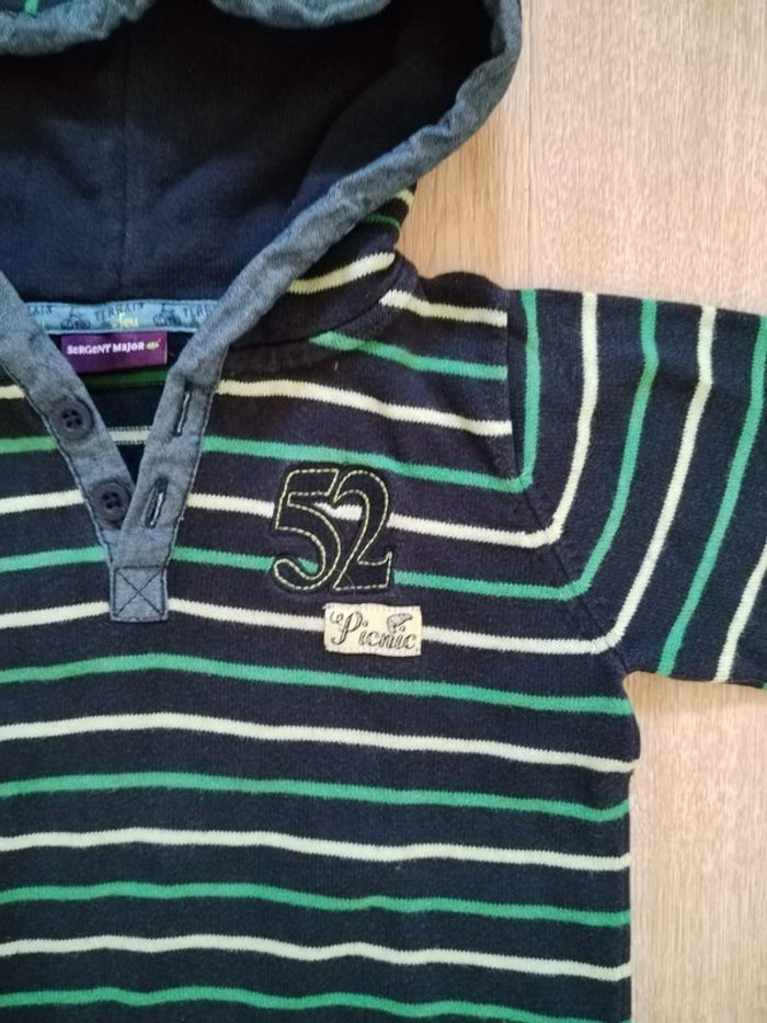 Pull fin à capuche rayé 2 ans - photo numéro 2