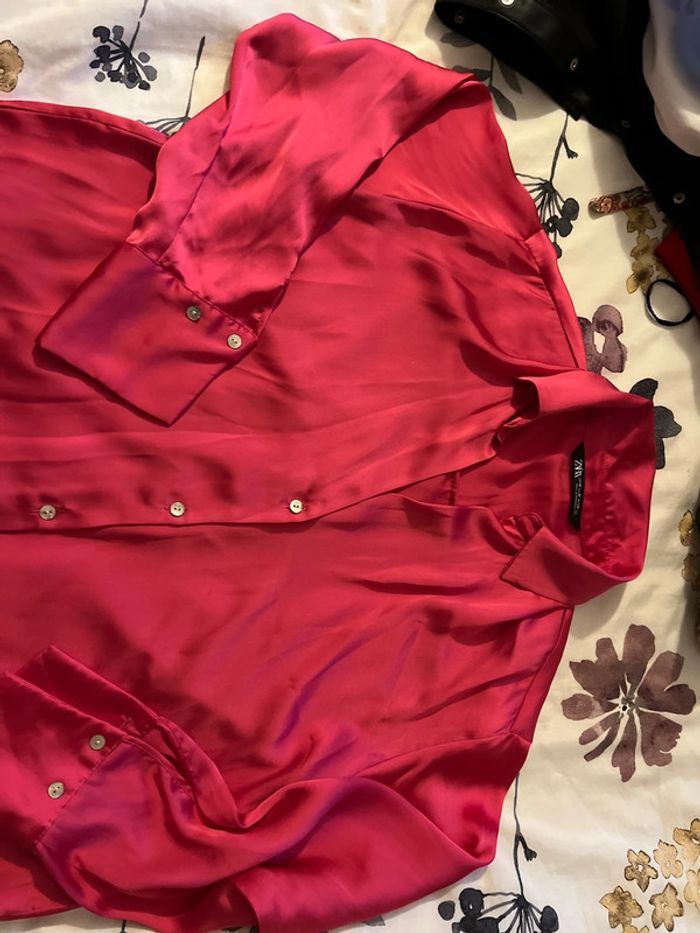 Chemise rose satinée - photo numéro 3