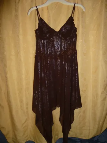 robe a pointe voile et doublure marron taille L = 44