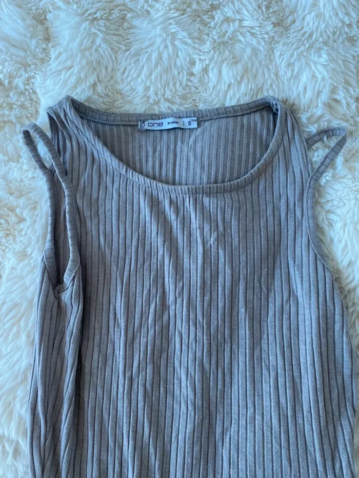 Petite robe beige matière côtelé taille S - photo numéro 4