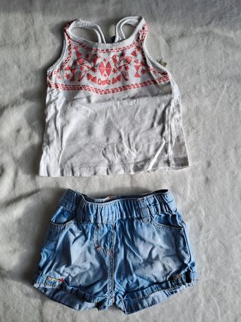Ensemble short et débardeur bébé fille 3 mois