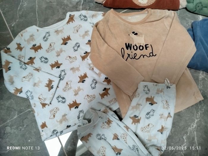 Lot Pyjama hiver chaud velours tout doux mixte 2 ans