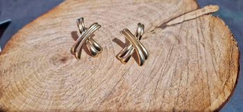 Boucles d’oreilles croix travaillées acier inoxydable or