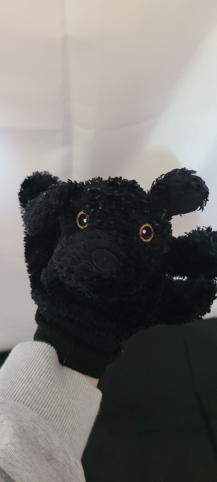 Doudou chien noir marionnette gant ikea - photo numéro 3