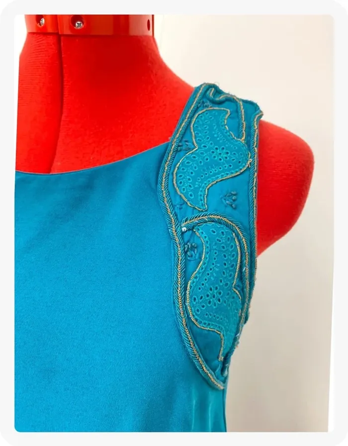 Blouse bleu canard et perles See U soon - photo numéro 3