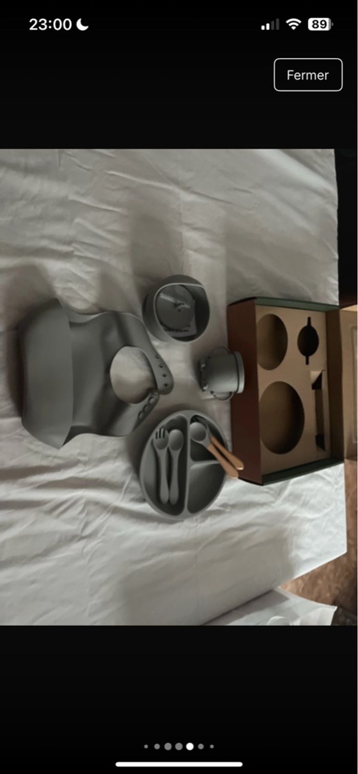 Set de repas en silicone gris  pour enfant 10 pièces - photo numéro 5