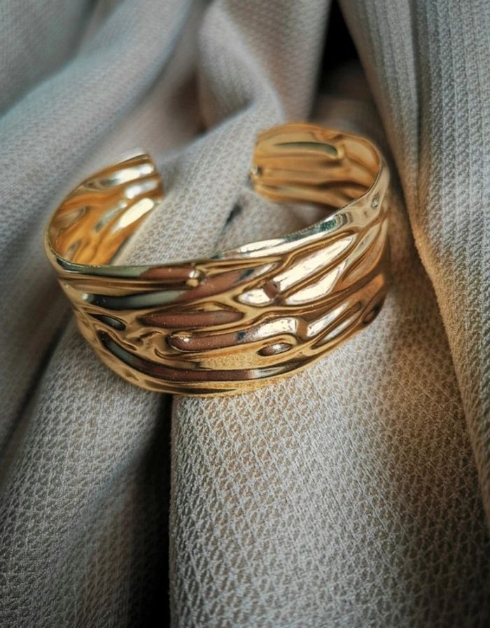 A45 bracelet jonc doré or tendance ajustable - photo numéro 2