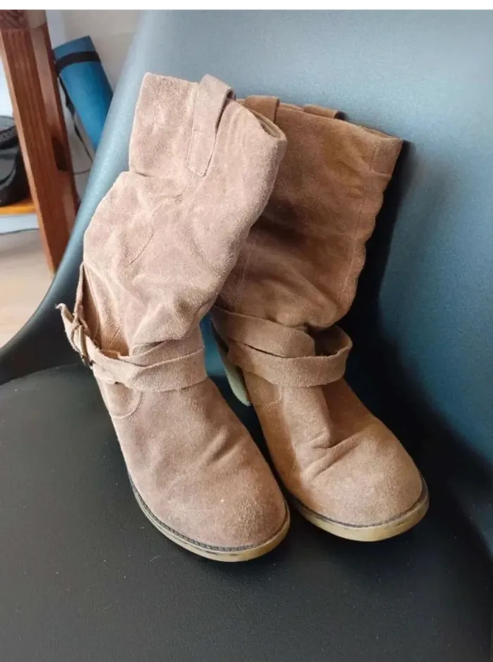 Bottines suédine beige 37 - photo numéro 5