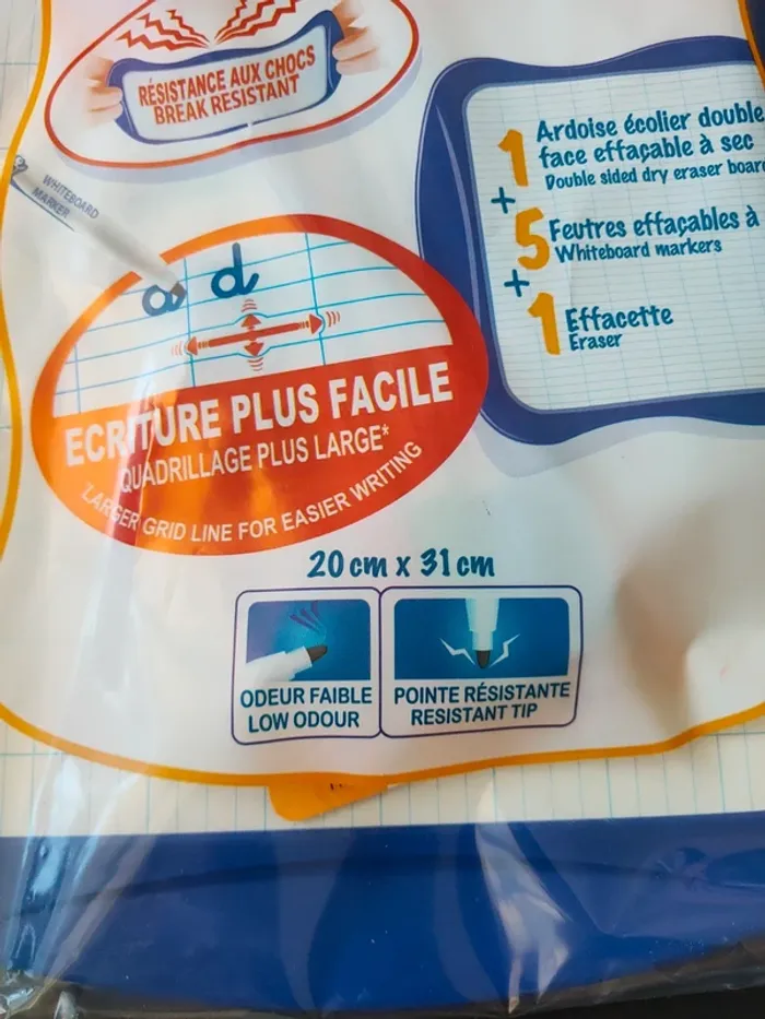 Kit ardoise+ 1 effacettte+ 5 feutres bic Velleda - photo numéro 4
