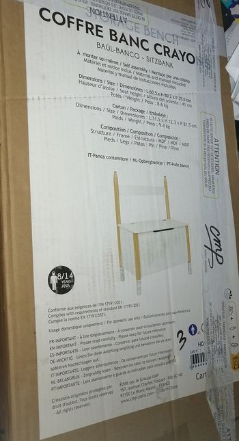 Coffre rangement et banc crayon 