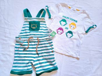 Ensemble salopette short neuve 24 mois