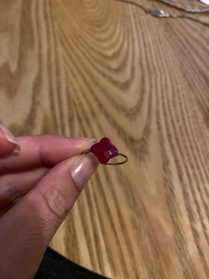 Bague argent 925 trèfle rose - Taille 60