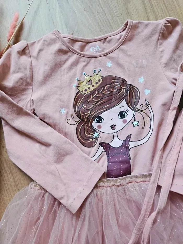 Robe manches longue et petit sac princesse c&a 6 ans