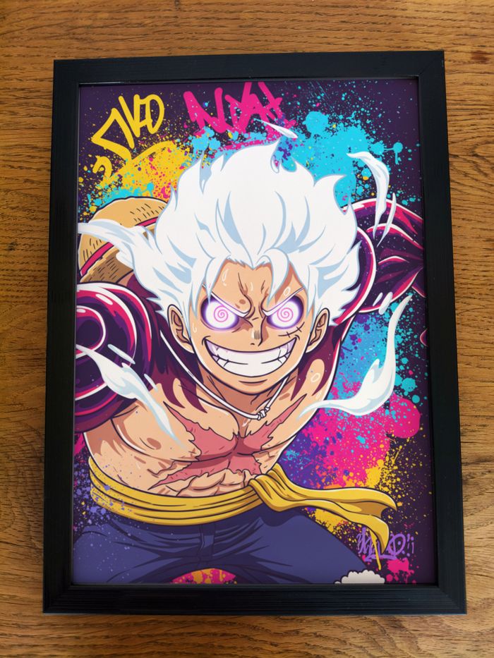 Affiche poster A4 (21×29,7 cm) Luffy Gear 5 One Piece manga street art déco murale chambre gaming - photo numéro 3