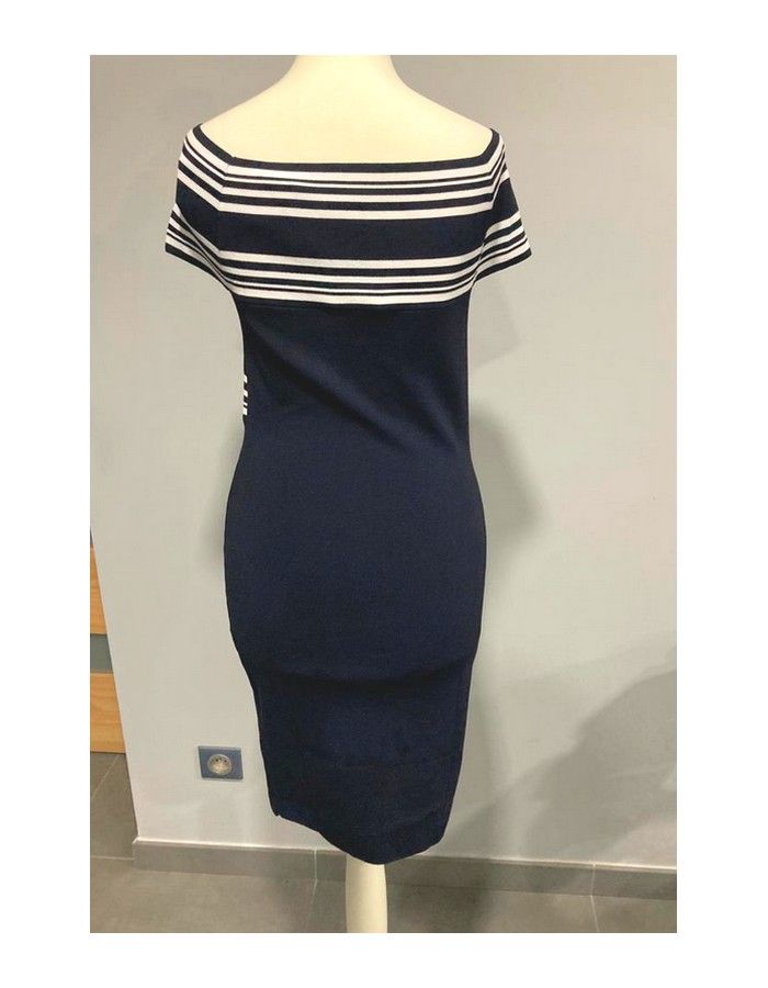Robe bleue marine et blanche Morgan taille S - photo numéro 5