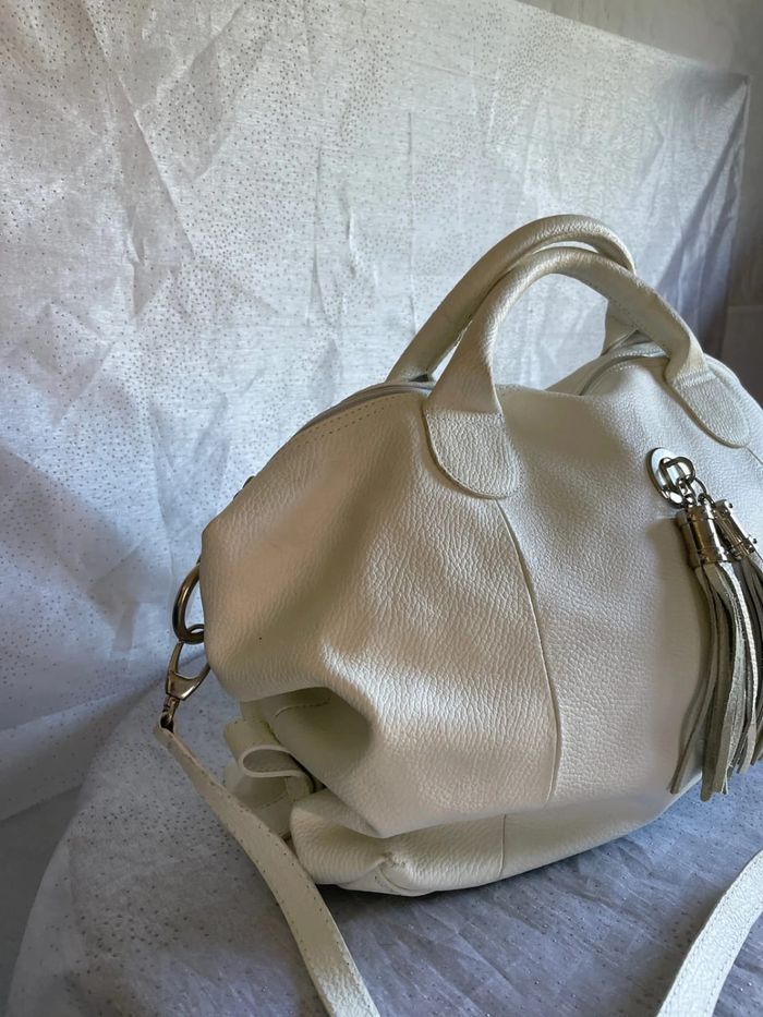 Sac blanc en cuir - Très bon état - photo numéro 2