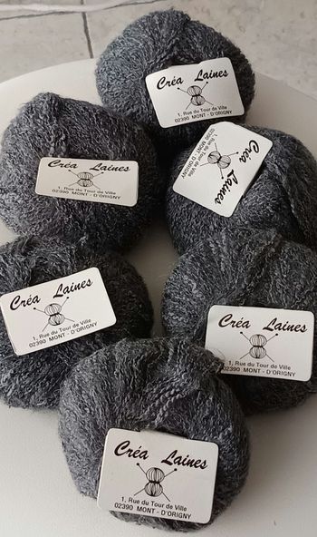 Lot de 6 pelotes de laine Fabrication française mohair, coton, polyamide neuves