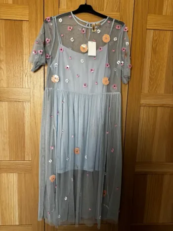 Robe bleu en mesh perles H&M t.44
