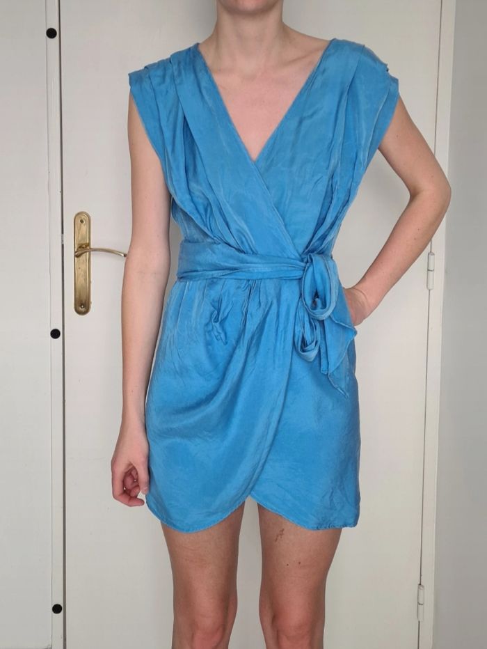 Robe Zara satin bleu
