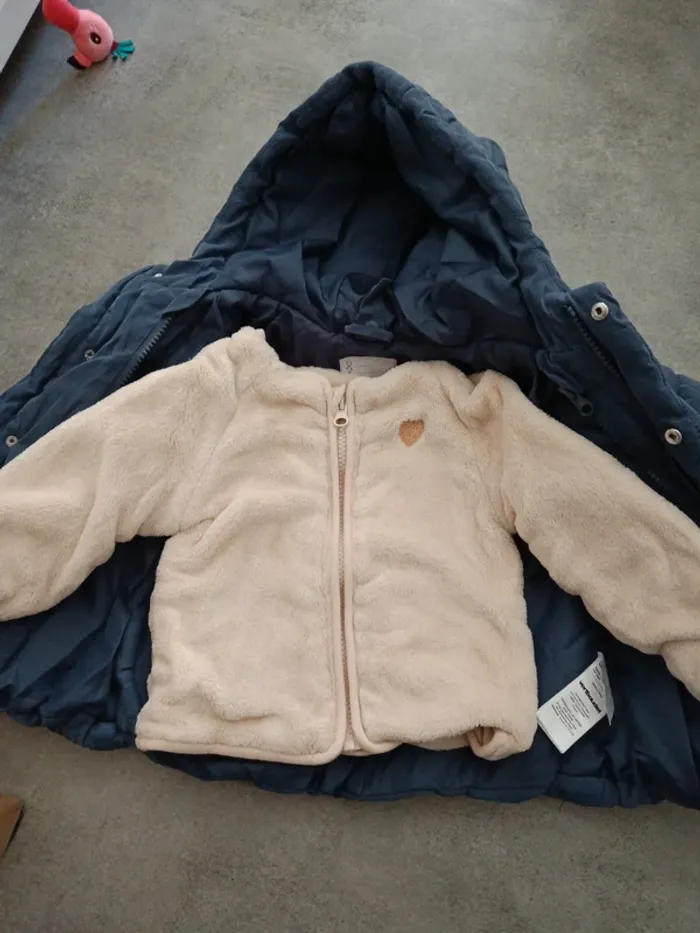 Manteau doublé bleu tout doux Verbaudet 86cm - photo numéro 2