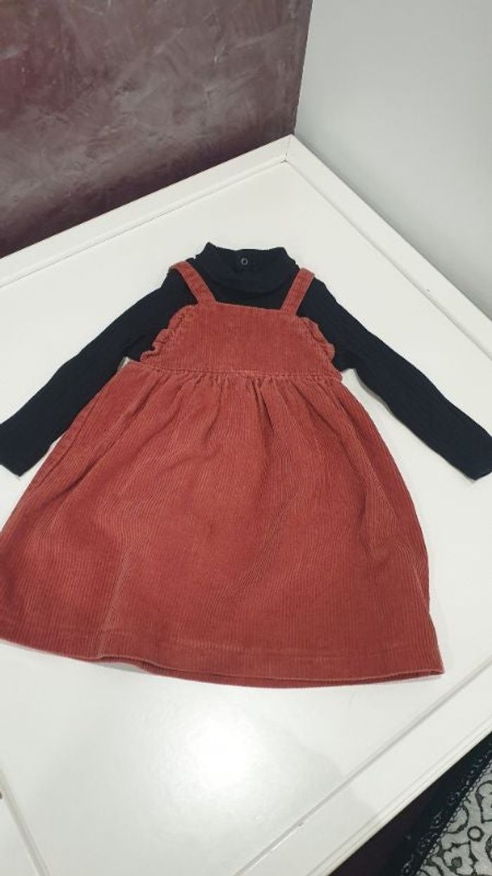 Robe en velours côtelé-Rouge avec body Noir kiabi