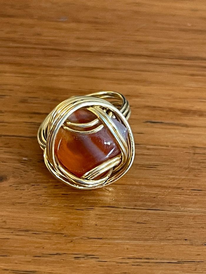 Bague dorée vintage avec pierre TDD 57 - photo numéro 2