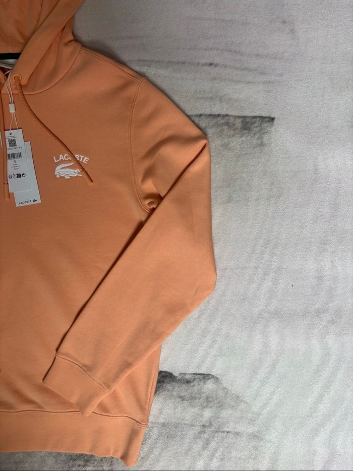 Sweat à capuche Lacoste saumon logo brodé blanc taille S neuf avec étiquette - photo numéro 6