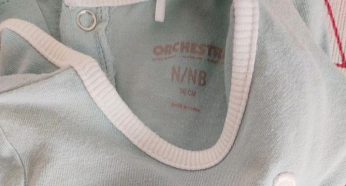 Ensemble tee-shirt salopette short bleu vert Orchestra taille naissance - photo numéro 5