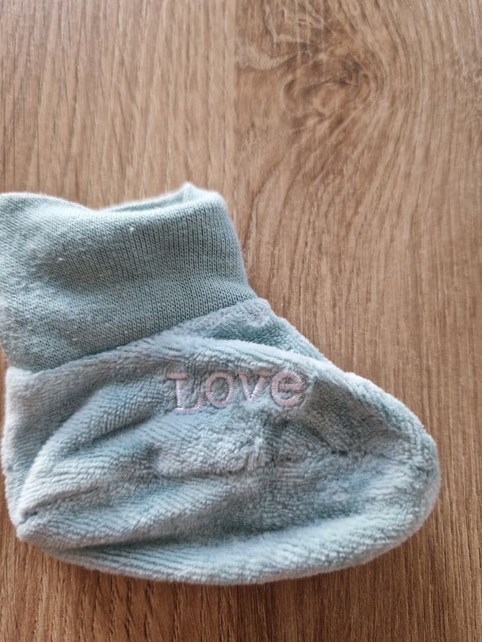 Chaussons Bébé Doux Bleu Menthe "Love" - photo numéro 2
