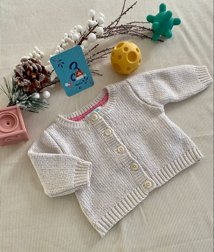 Gilet rose / crème paillette Obaibi