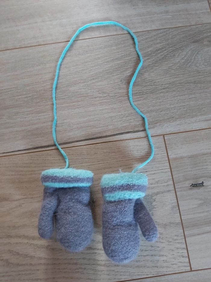 Gants hiver avec ficelle fille 0-12 mois (78) - photo numéro 2