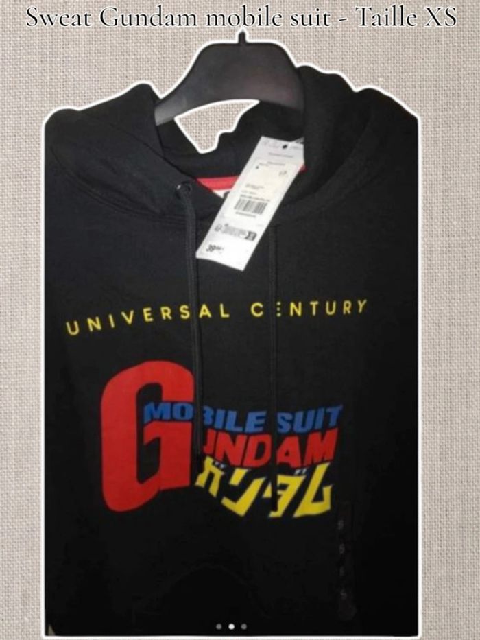 Sweat à capuche noir - mobile suit Gundam - Taille XS - photo numéro 3