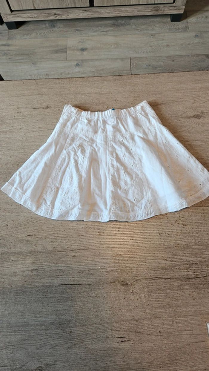 Jupe blanche courte et classique ajustable, avec broderie, Catimini, 7 ans, nickel
