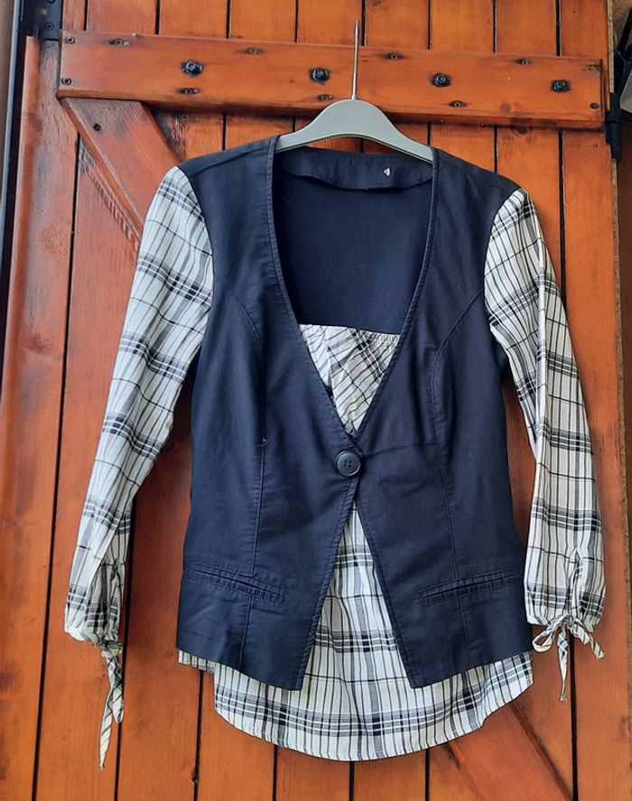 Chemisier 2 en 1, blouse et gilet, taille 36
