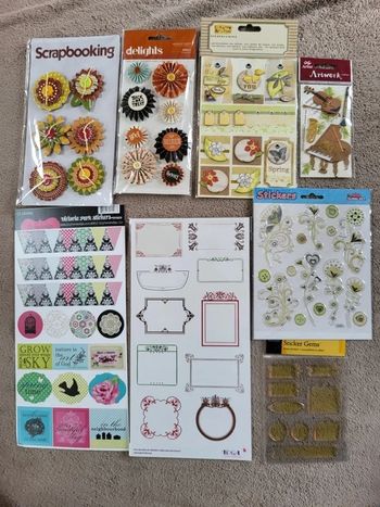 Lot décorations et stickers scrapbooking
