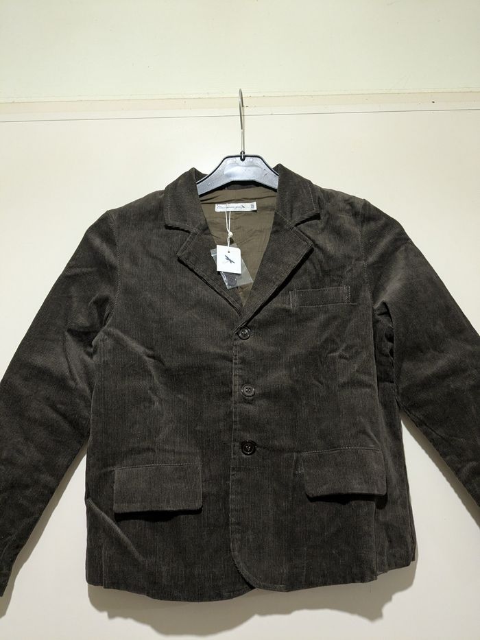 Magnifique veste Bleu comme gris en velours côtelé kaki. Taille 12 ans. - photo numéro 3