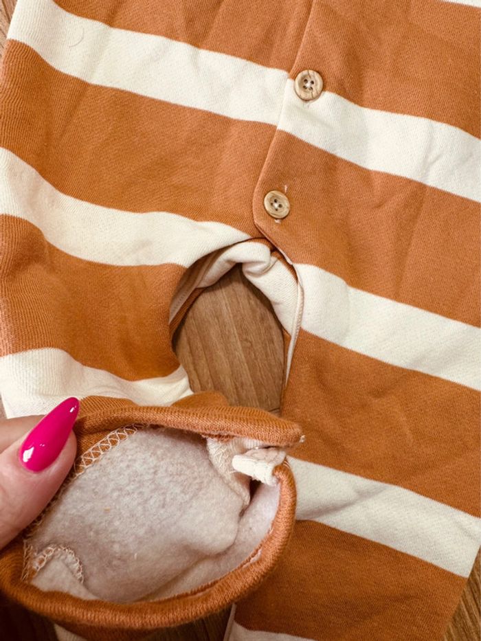Taille 18 mois barboteuse salopette garçon TAO camel et beige Neuve 💙 - photo numéro 4