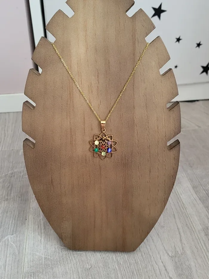 Collier en acier inoxydable doré Géométrie 55 cm - photo numéro 2