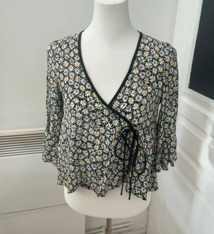 Zara blouses haut top imprimé, floral femme, taille S/36