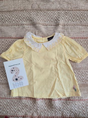 Blouse jaune col claudine dentelle Sergent Major 2 ans