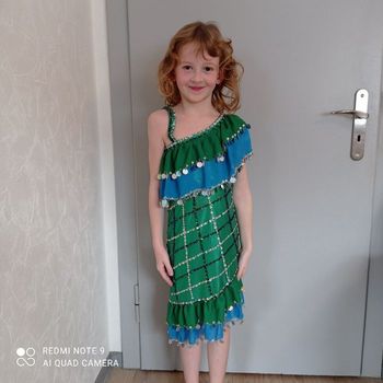 Robe verte foncé bleu orientale 6ans