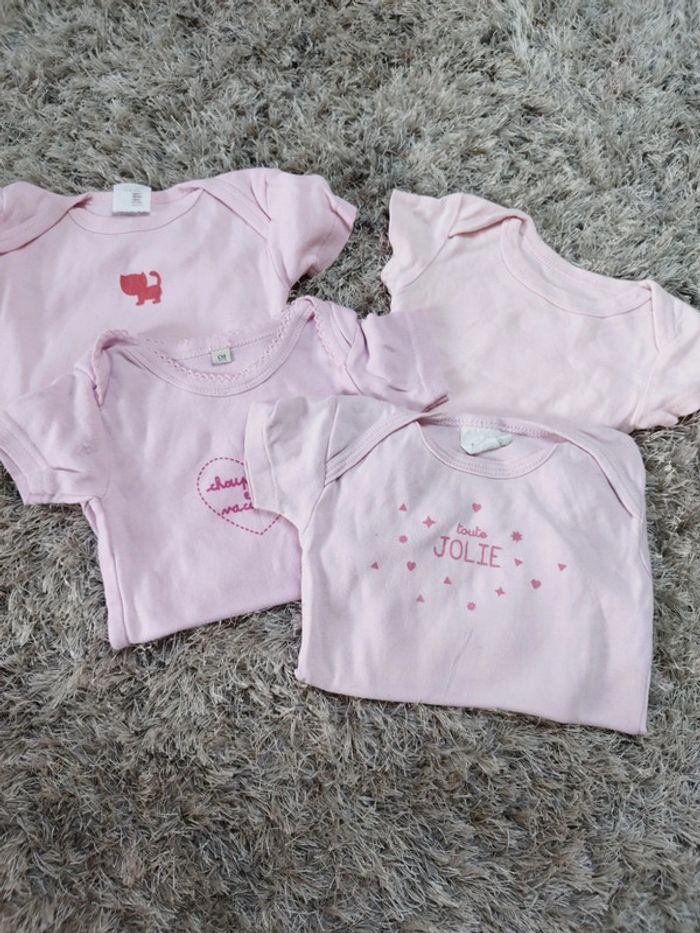 Lot de 4 body manches courtes bébé fille été 6 mois