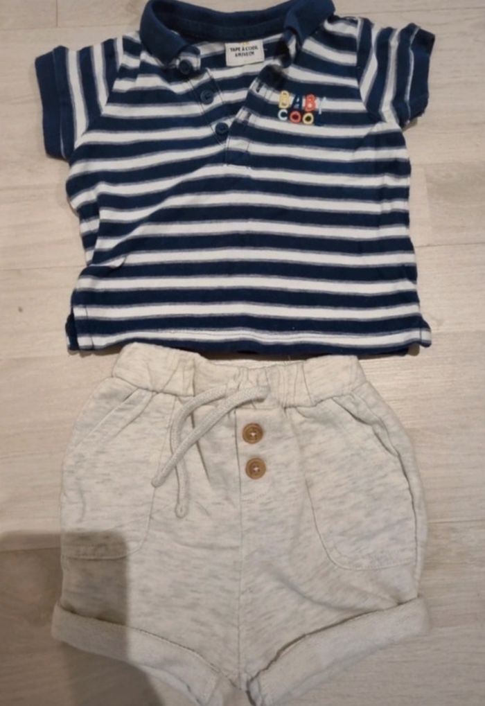 Ensemble short + polo 6 mois, tape à l'œil