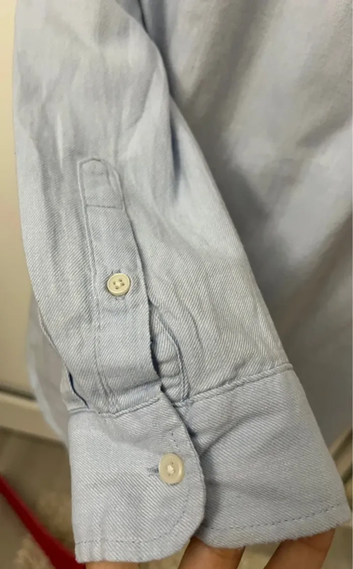 Chemise manches longues coton bleu ciel H&M - photo numéro 6