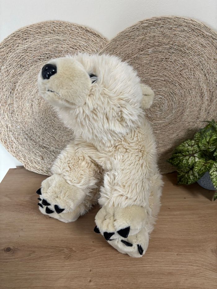 Doudou ours polaire écru beige marineland Parks