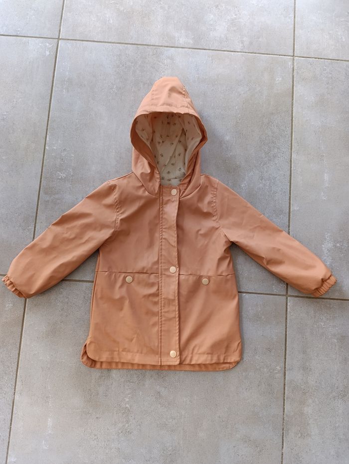 Veste coupe vent ciré capuche vieux rose 36 mois Kiabi